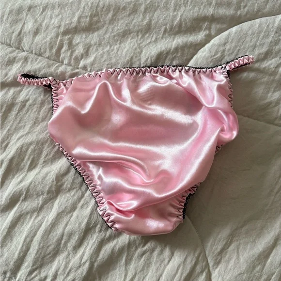 (FLAWED) Classic Satin Pink Pandora Bikini Cut Panties - Picture 6 of 6
